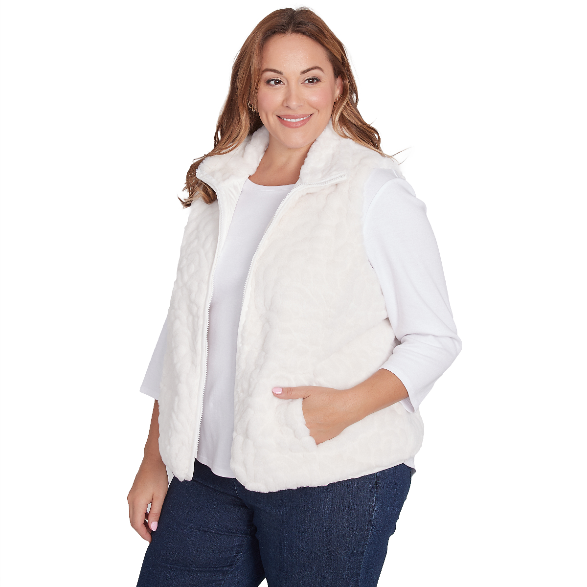 Plus Size Hearts Of Palm Blue My Mind Animal Faux Fur Vest