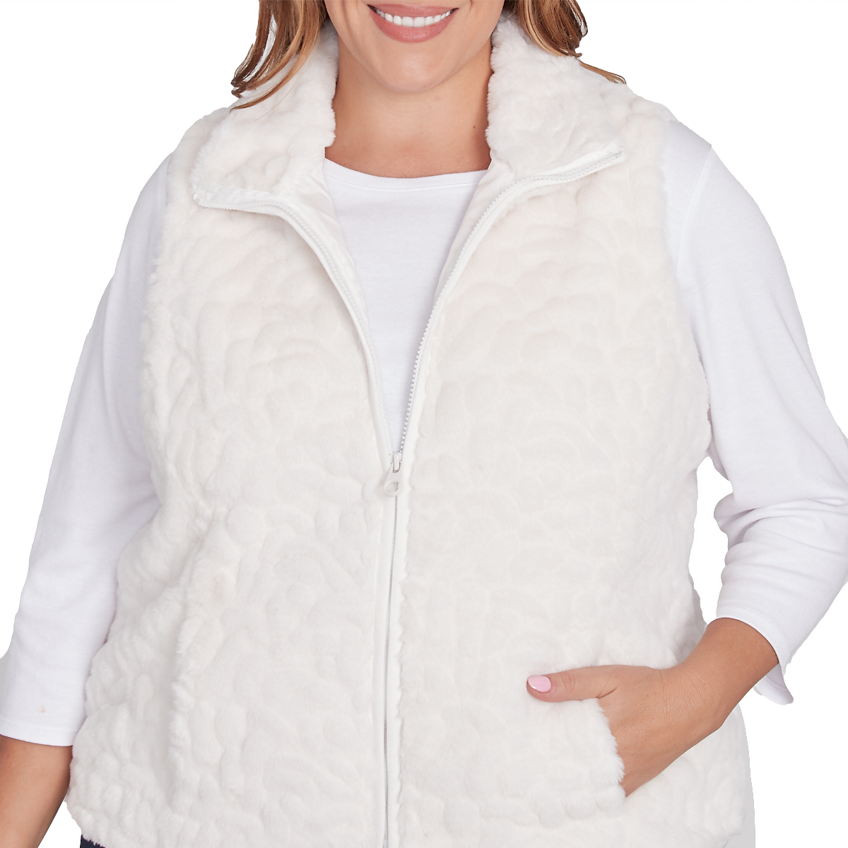 Plus Size Hearts Of Palm Blue My Mind Animal Faux Fur Vest