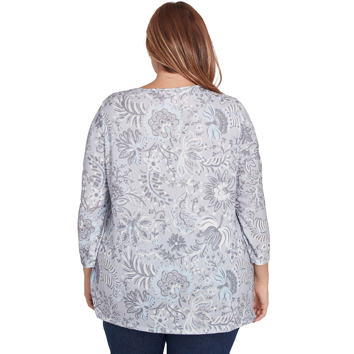 Plus Size Hearts Of Palm Blue My Mind 3/4 Sleeve Tunic Blouse