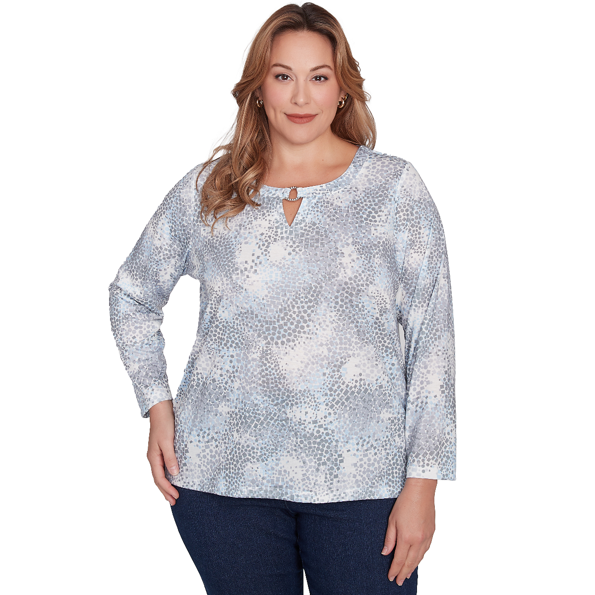 Plus Size Hearts Of Palm Blue My Mind Long Sleeve Ring Neck Tee