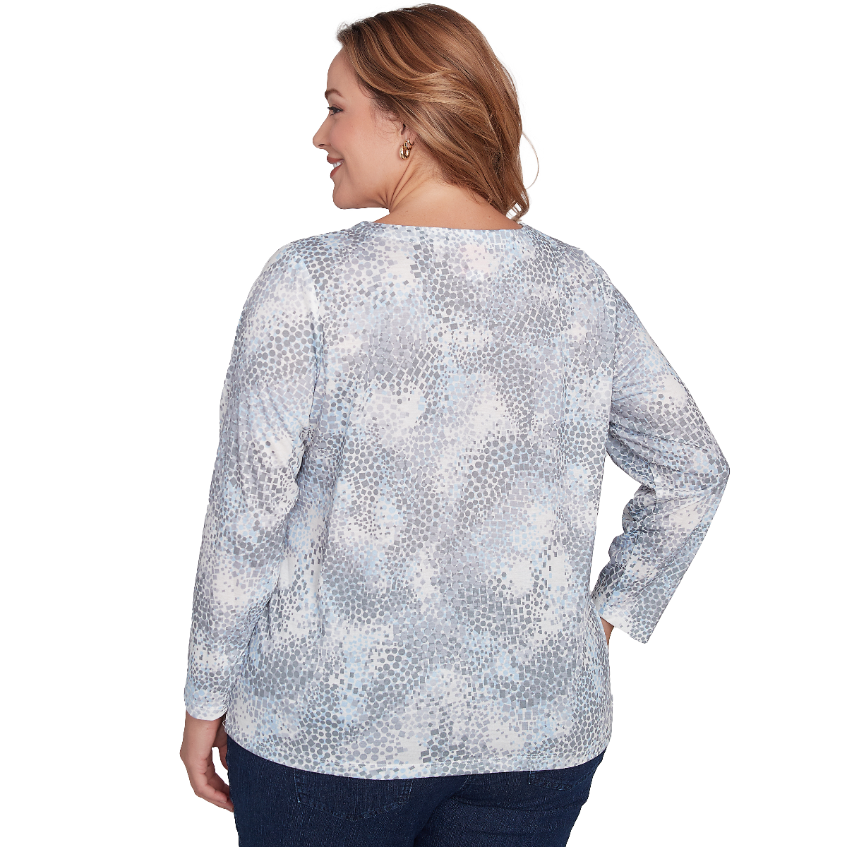 Plus Size Hearts Of Palm Blue My Mind Long Sleeve Ring Neck Tee