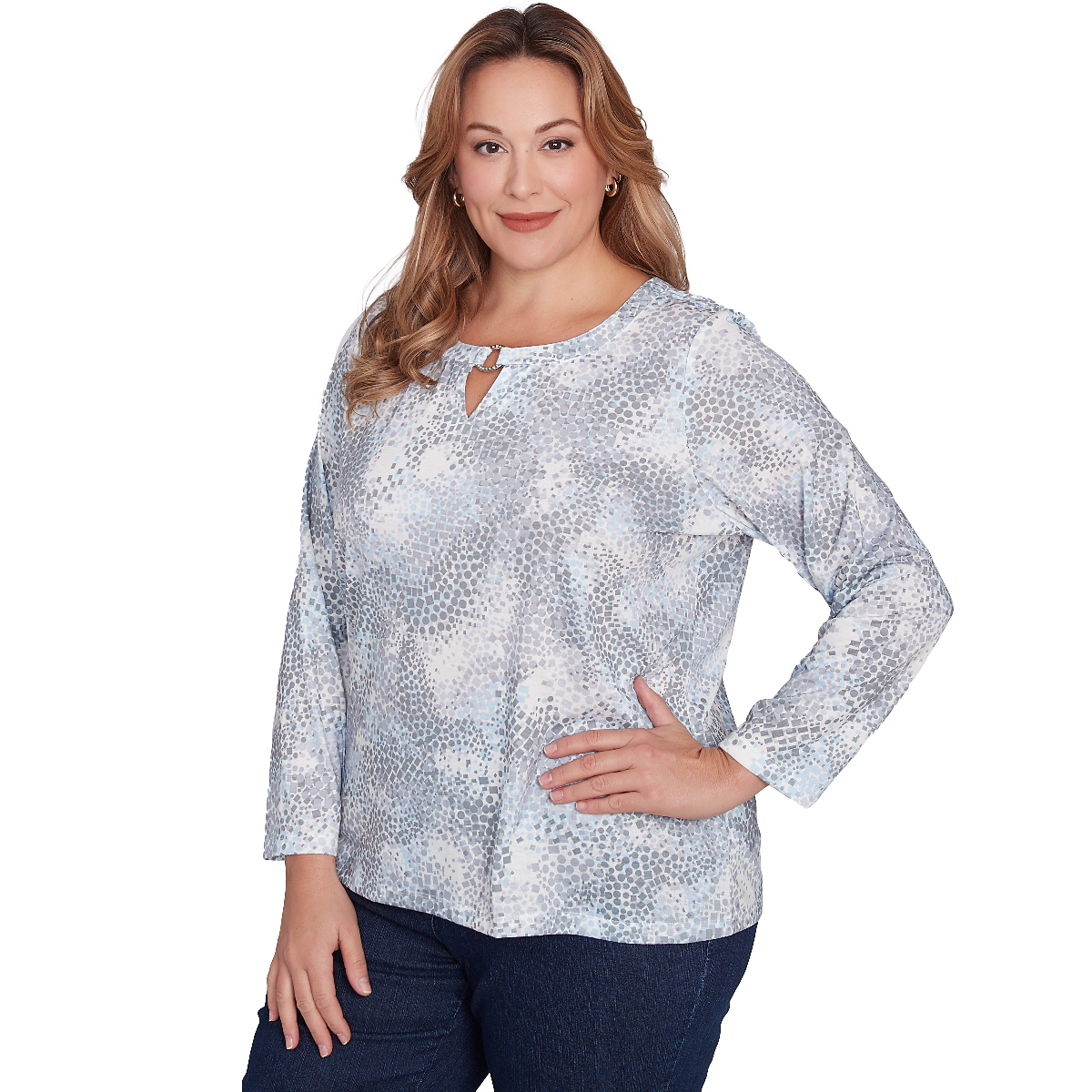 Plus Size Hearts Of Palm Blue My Mind Long Sleeve Ring Neck Tee