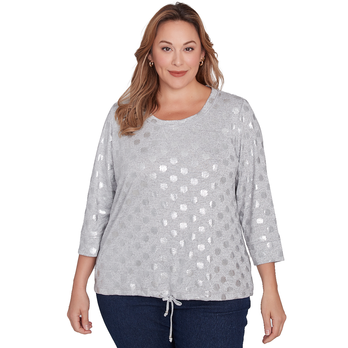 Plus Size Hearts Of Palm Blue My Mind 3/4 Sleeve Tie Hem Top