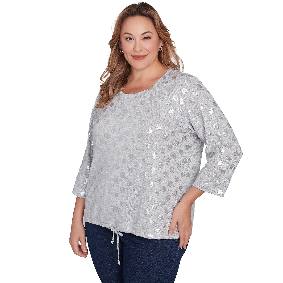 Plus Size Hearts Of Palm Blue My Mind 3/4 Sleeve Tie Hem Top