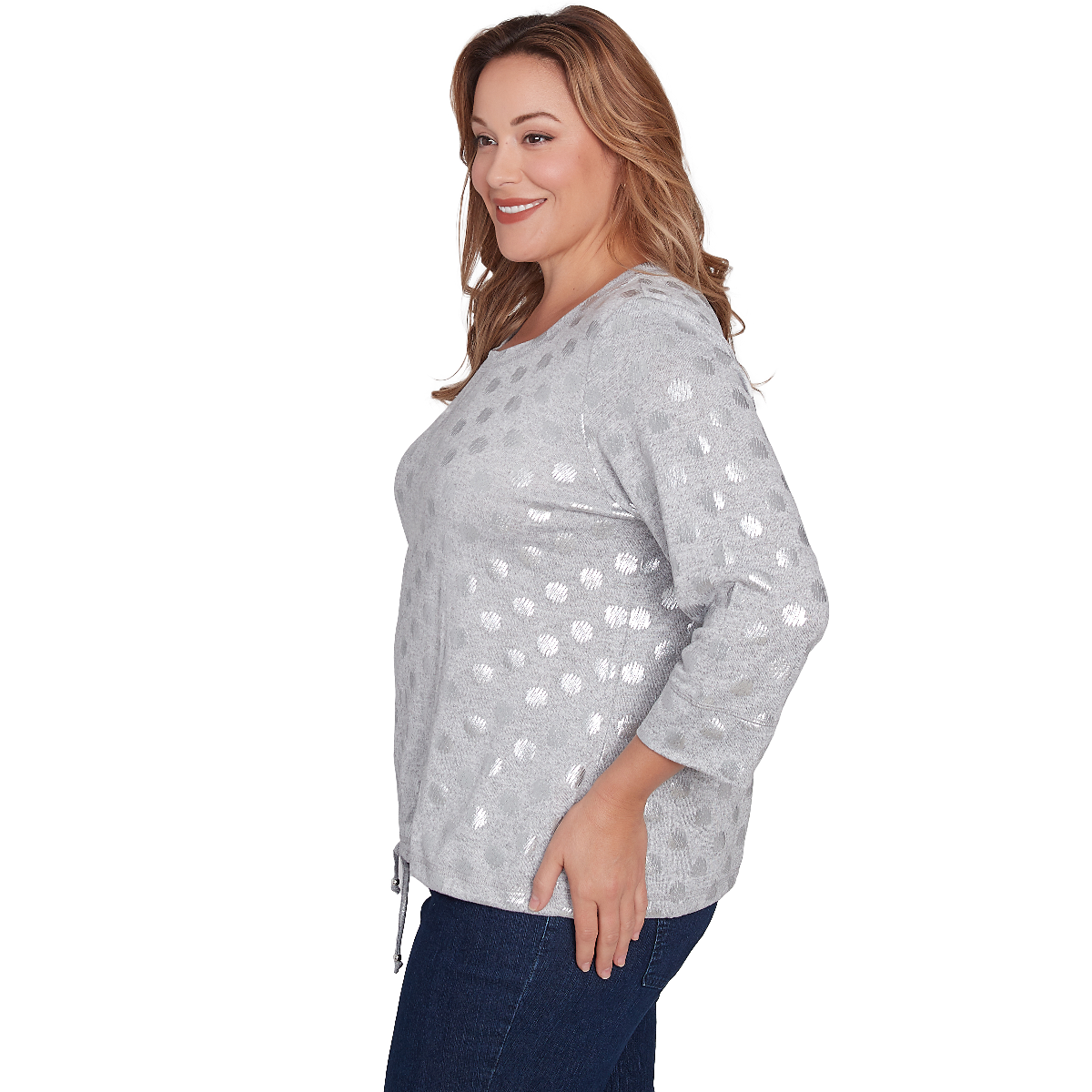 Plus Size Hearts Of Palm Blue My Mind 3/4 Sleeve Tie Hem Top