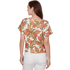 Womens Hearts of Palm Tropical Twist Eyelet Tie Hem Blouse alternate view