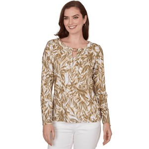 Womens Hearts of Palm Tropical Twist 3/4 Sleeve Blouse