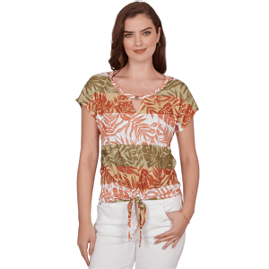 Womens Hearts of Palm Tropical Twist Tropical Tie Hem Blouse