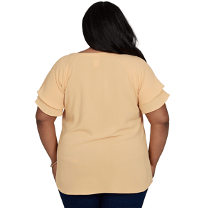Plus Size Hearts of Palm Tropical Twist Double Flutter Blouse alternate view