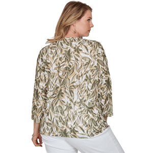 Plus Size Hearts of Palm Tropical Twist 3/4 Sleeve Blouse alternate view