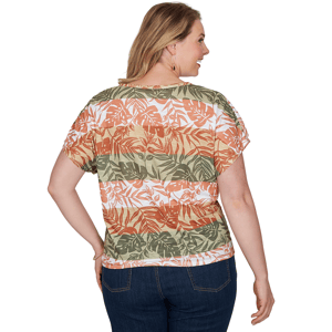 Plus Size Hearts of Palm Tropical Twist Tropical Tie Hem Blouse alternate view