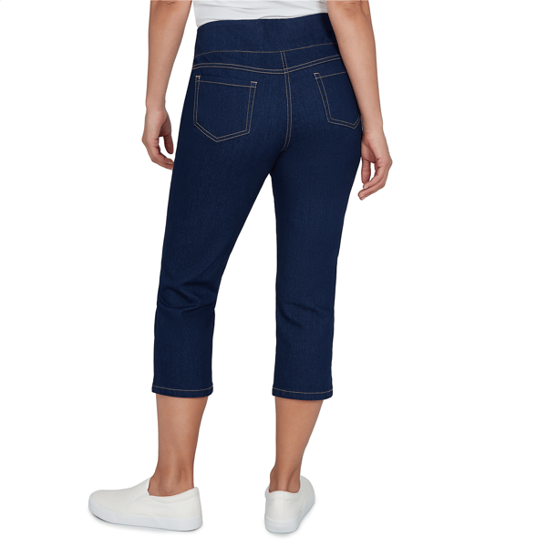 Petite Hearts of Palm Tropical Twist Stretch Denim Capris alternate view