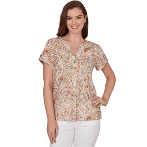 Petite Hearts of Palm Tropical Twist Paisley Blouse