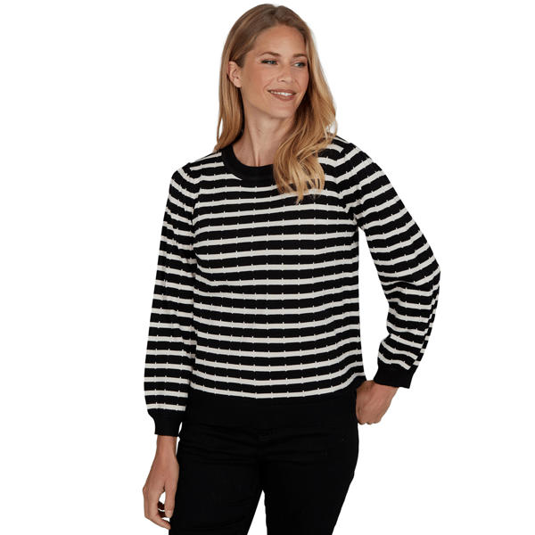 Womens Emaline Special Items Long Sleeve Crew Neck Stripe Sweater