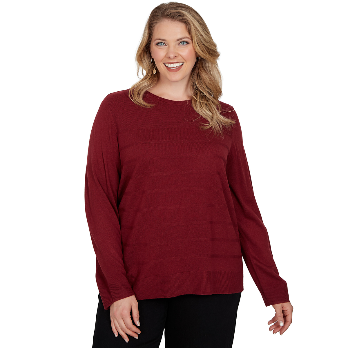 Plus Size Emaline Special Items Long Sleeve Subtle Stripe Sweater