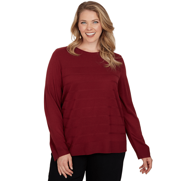 Plus Size Emaline Special Items Long Sleeve Subtle Stripe Sweater