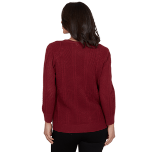 Womens Emaline Country Code 3/4 Sleeve Pointelle Cardigan alternate view