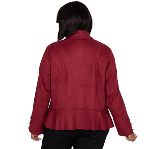 Plus Size Emaline Country Code Faux Suede Open Front Jacket alternate view