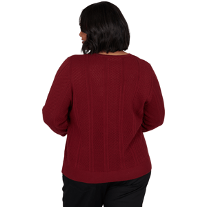 Plus Size Emaline Country Code 3/4 Sleeve Pointelle Cardigan alternate view