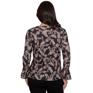 Petite Emaline Country Code Long Flounce Sleeve Paisley Blouse alternate view
