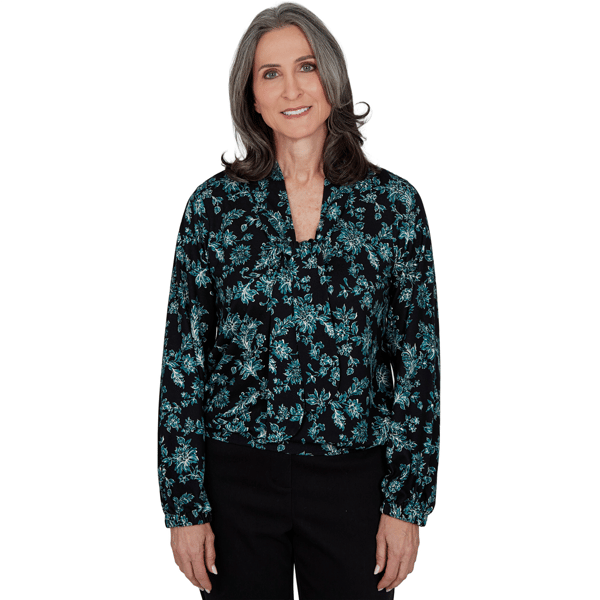 Womens Emaline Feminine Mystique Tie Neck Floral Blouse