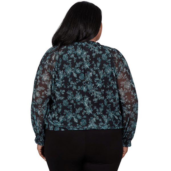 Plus Size Emaline Feminine Mystique Long Sleeve Floral Blouse alternate view