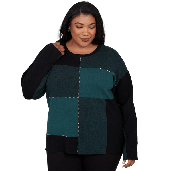 Plus Size Emaline Feminine Mystique Color Block Sweater