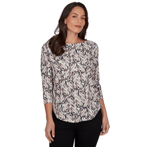 Womens Emaline Key Items 3/4 Sleeve Boat Neck Stallion Blouse
