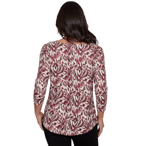 Womens Emaline Key Items 3/4 Sleeve Cowl Neck Medallion Blouse alternate view