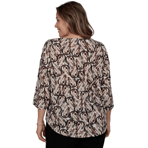 Plus Size Emaline Key Items 3/4 Sleeve Boat Neck Stallion Blouse alternate view