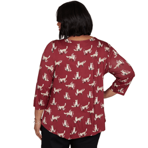 Plus Size Emaline Key Items 3/4 Sleeve All Over Fox Tee alternate view