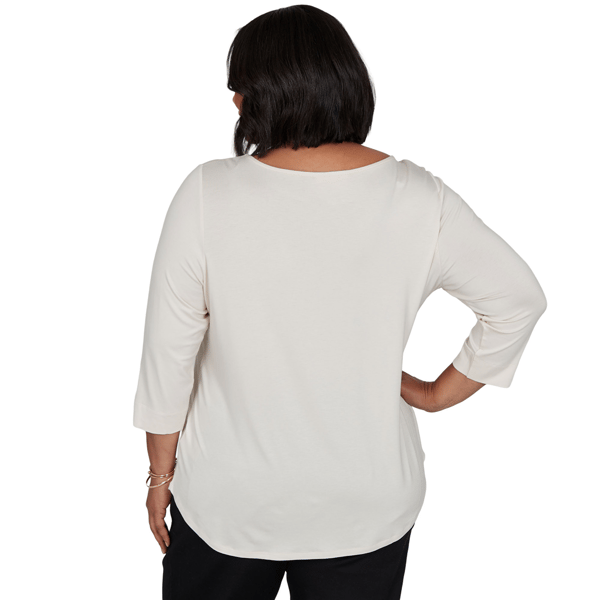 Plus Size Emaline Key Items 3/4 Sleeve Martini Cat Graphic Tee alternate view