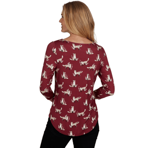 Petite Emaline Key Items 3/4 Sleeve All Over Fox Tee alternate view