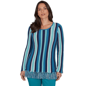 Womens Hearts of Palm Autumn Breeze Long Sleeve Stripe Sweater