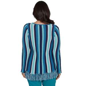 Womens Hearts of Palm Autumn Breeze Long Sleeve Stripe Sweater alternate view