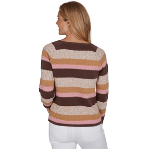 Womens Hearts of Palm Berry Fabulous Long Sleeve Stripe Sweater alternate view