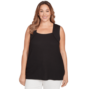 Plus Size Emaline Essentials Wavy Texture Square Neck Tank Top