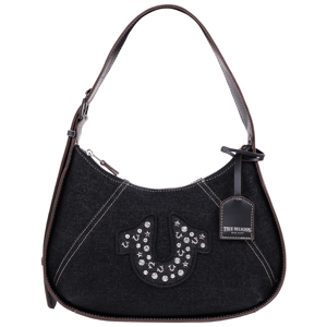 True Religon Studded Logo Denim Hobo Bag