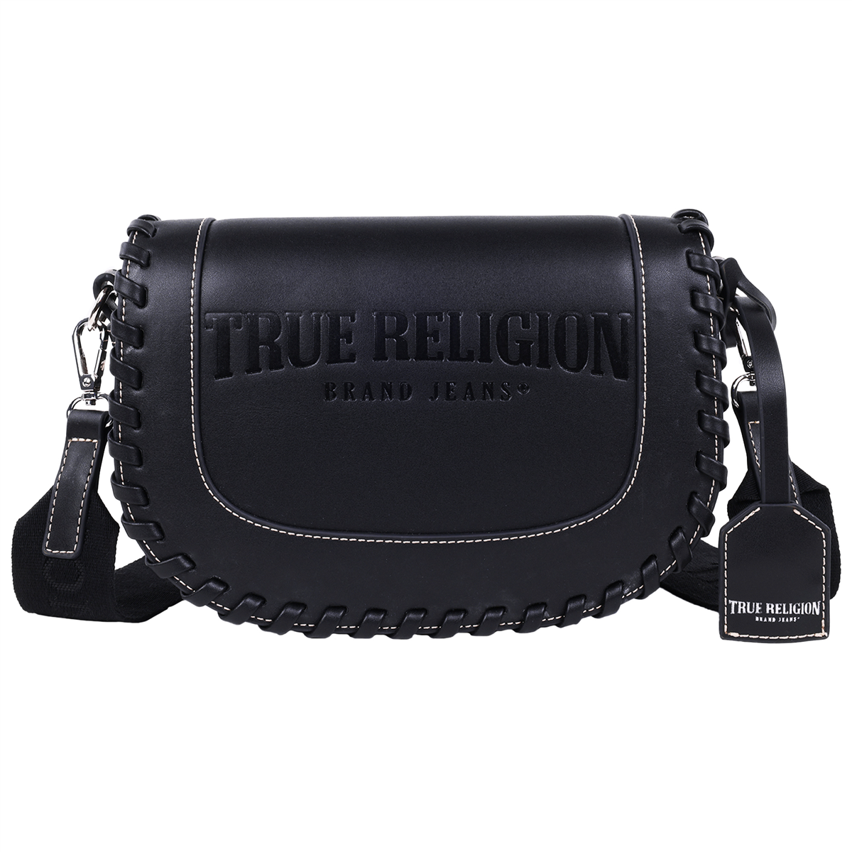 True Religion Whip Stitch Saddle Bag - Black