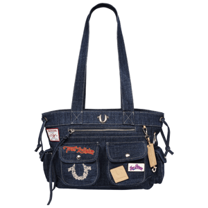True Religion Multi-Patch Denim Shoulder Bag
