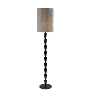 Adesso Amos Floor Lamp with Soft Pleated Oatmeal Linen Shade