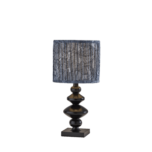 Adesso Samira Table Lamp with Soft Pleated Blue Fabric Shade