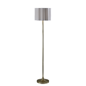 Adesso Elodie Floor Lamp with White Scalloped Fabric Shade