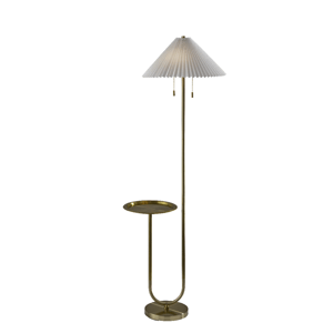 Adesso Uma Shelf Floor Lamp with Knife Pleated Fabric Shade
