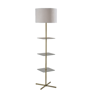 Adesso Imogen Shelf Floor Lamp with Linen Textured Fabric Shade
