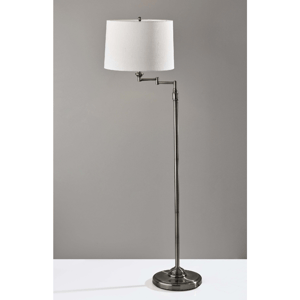 Simplee Adesso Aaron Swing Arm Floor Lamp with White Shade