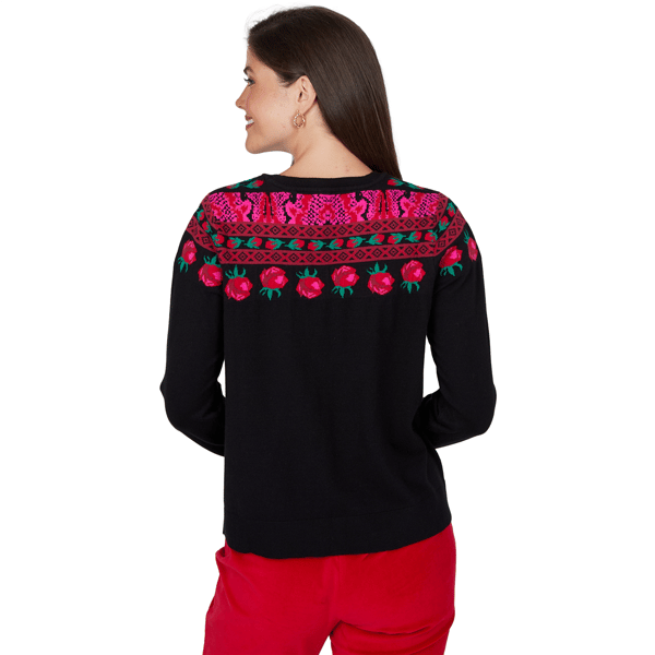 Womens Ruby Rd. Mysterious Romance Fair Isle Rose Sweater alternate view