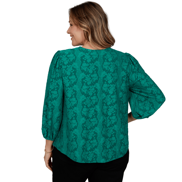 Plus Size Ruby Rd. Mysterious Romance Knot Front Floral Blouse alternate view