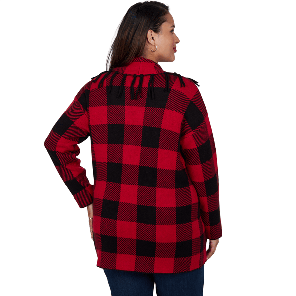 Plus Size Ruby Rd. Mysterious Romance Buffalo Plaid Cardigan alternate view