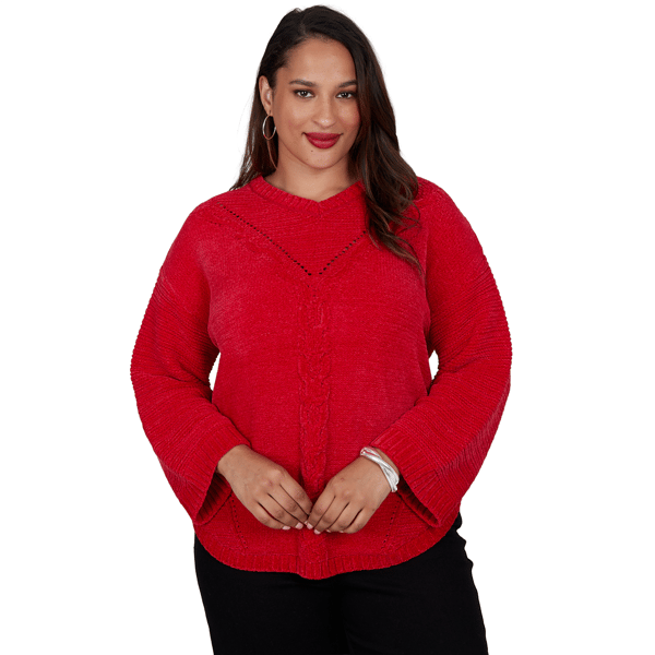 Plus Size Ruby Rd. Mysterious Romance Chenille V-Neck Sweater